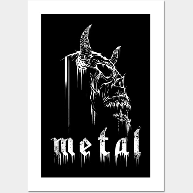 Metal Skull, Music, Death, Devil Horns Wall Art by StabbedHeart